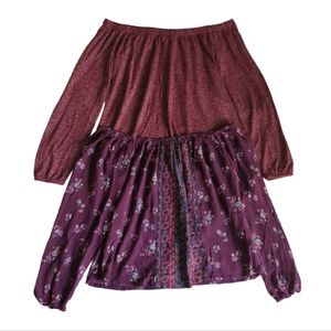 Set of 2 Burgundy Hollister Off Shoulder Tops Size XS